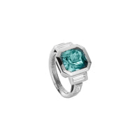 CARI White Gold Teal Sapphire & Diamond Ring