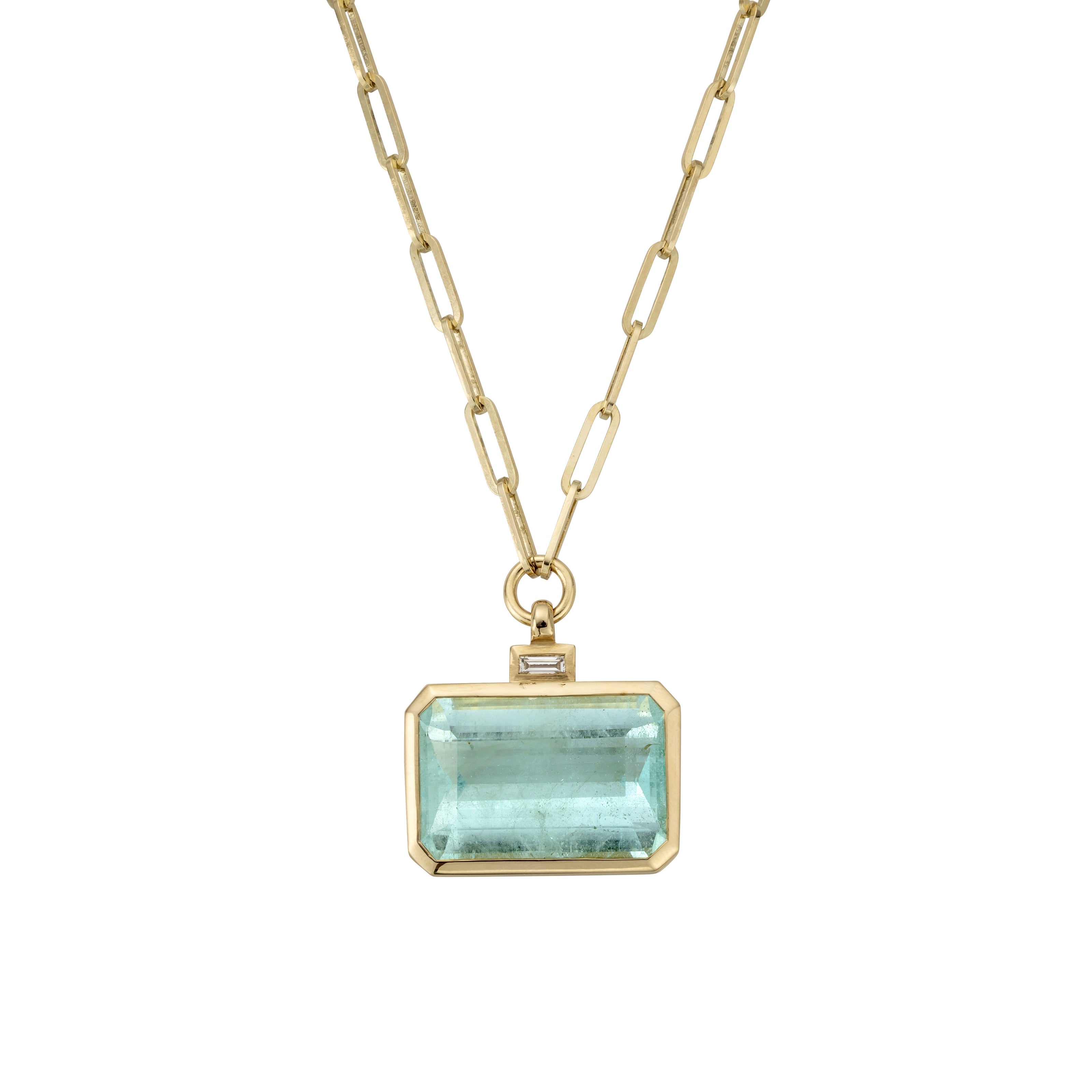 CELINA Gold Aquamarine & Diamond Trace Chain Necklace