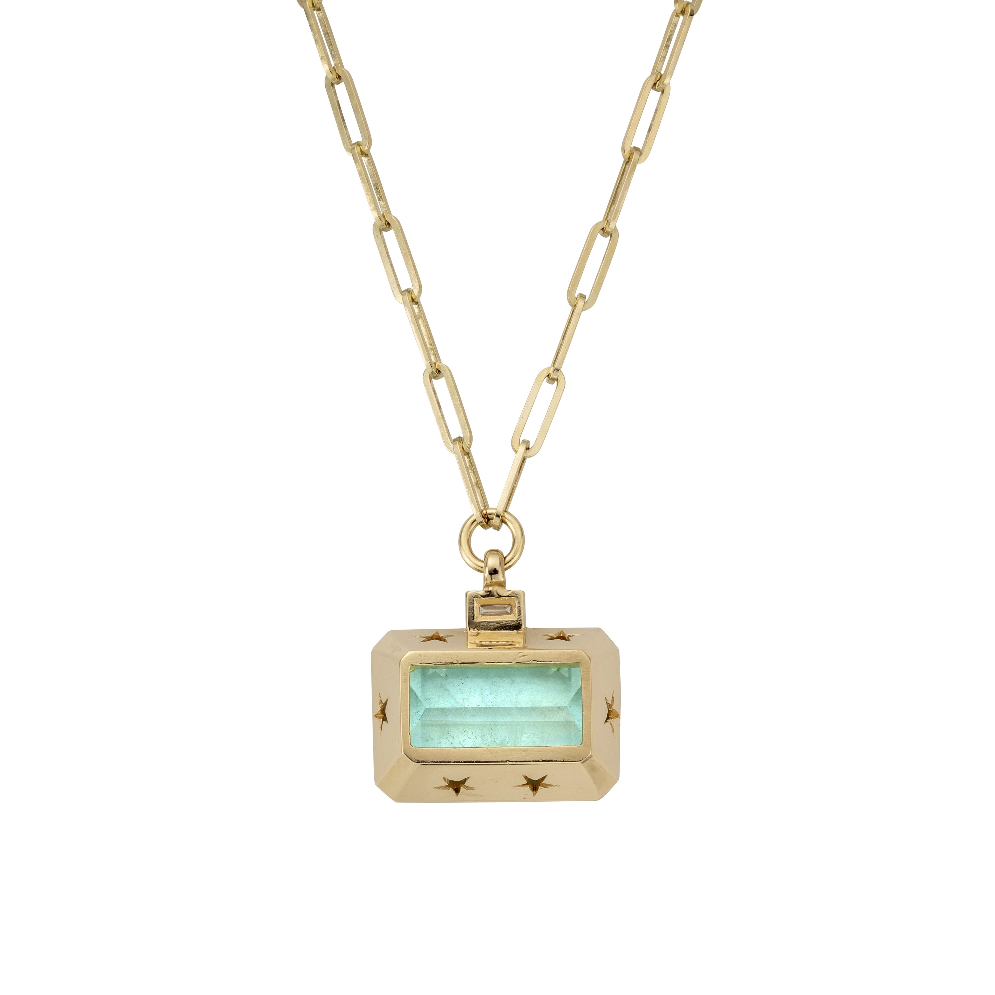 CELINA Gold Aquamarine & Diamond Trace Chain Necklace