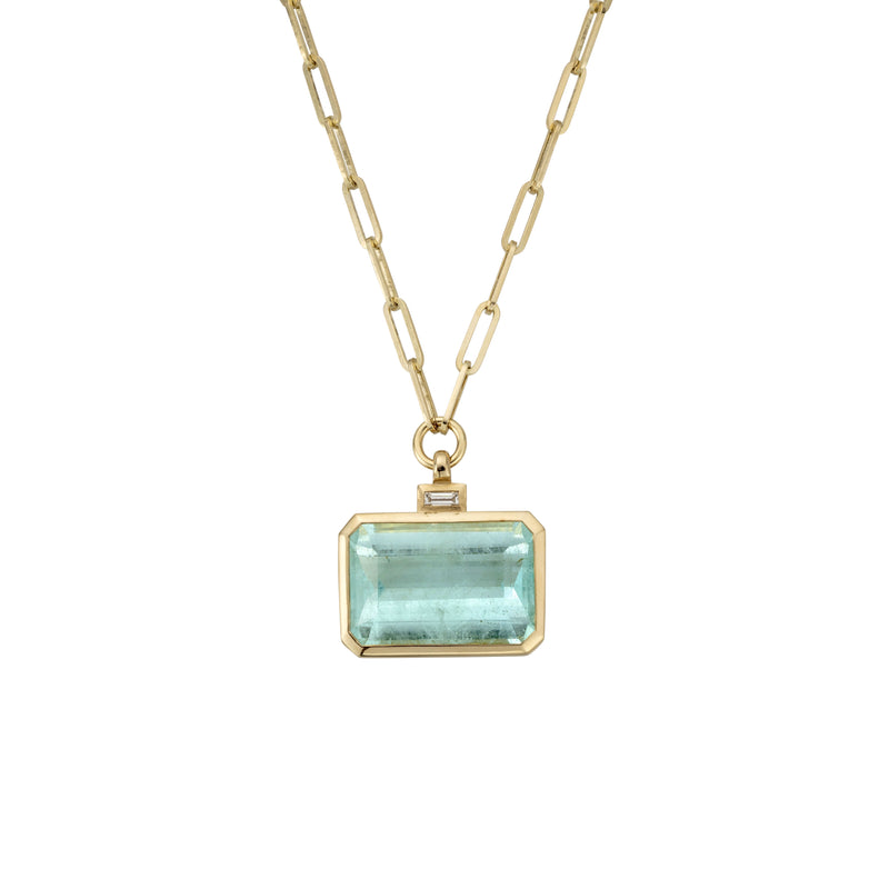 CELINA Gold Aquamarine & Diamond Trace Chain Necklace