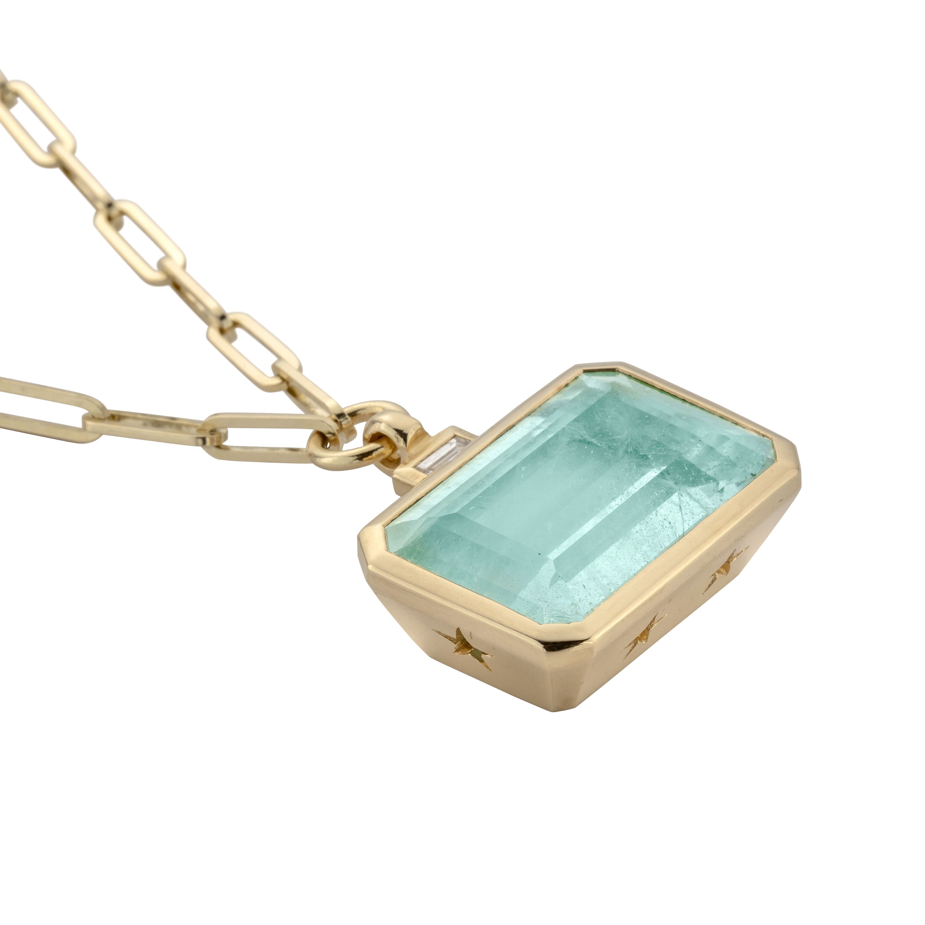 CELINA Gold Aquamarine & Diamond Trace Chain Necklace