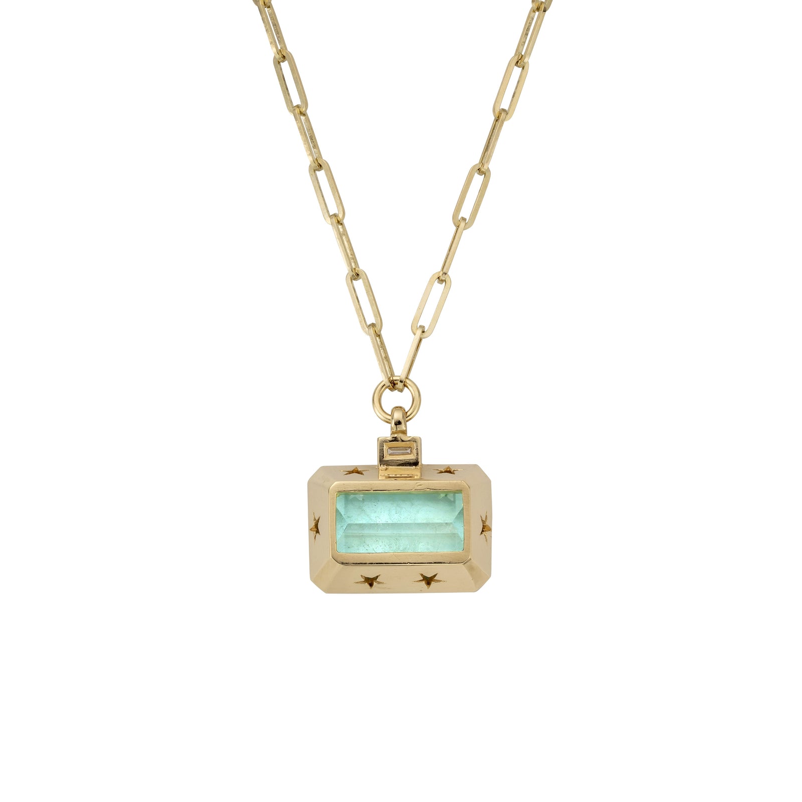 CELINA Gold Aquamarine & Diamond Trace Chain Necklace