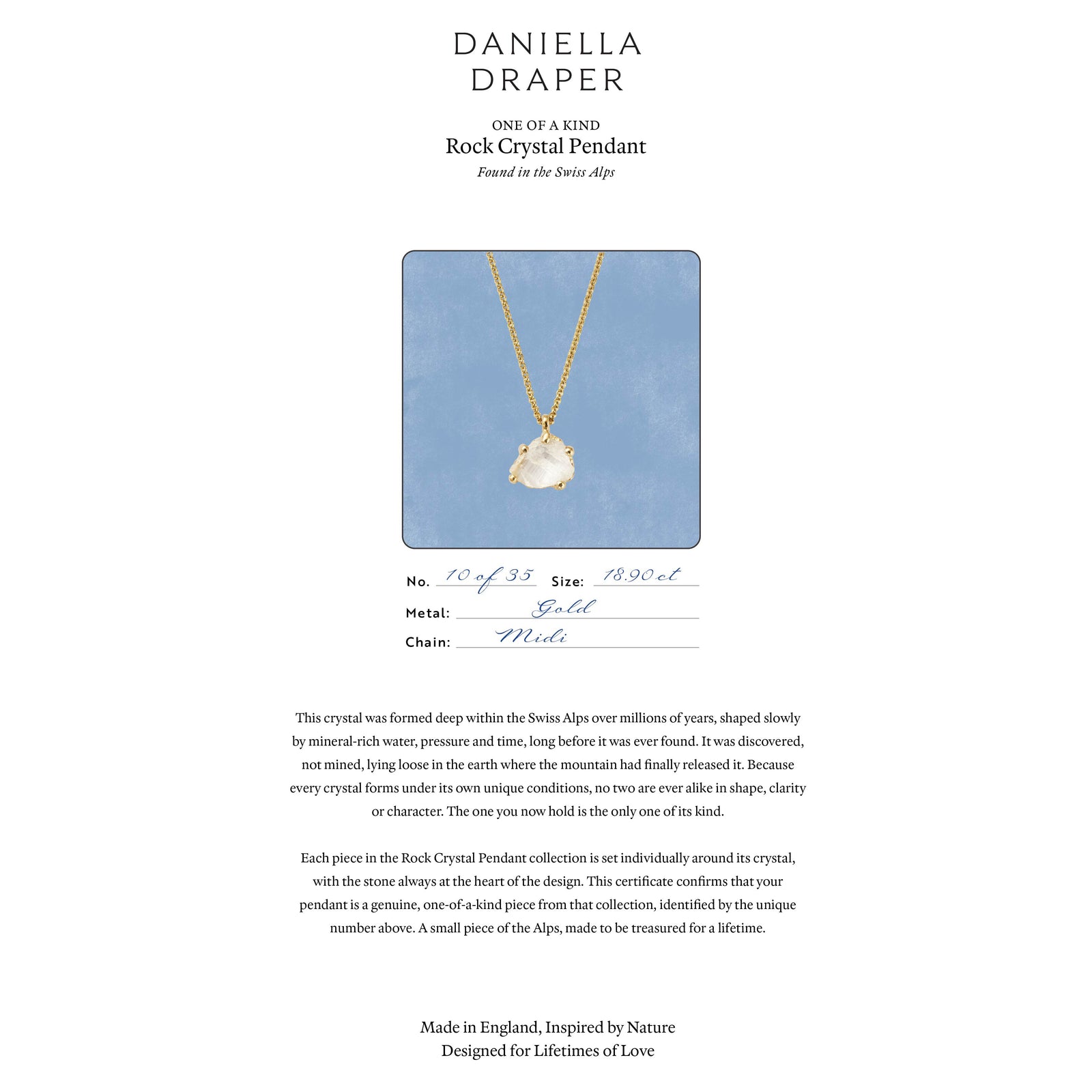 No.10 Gold Rock Crystal Pendant Necklace