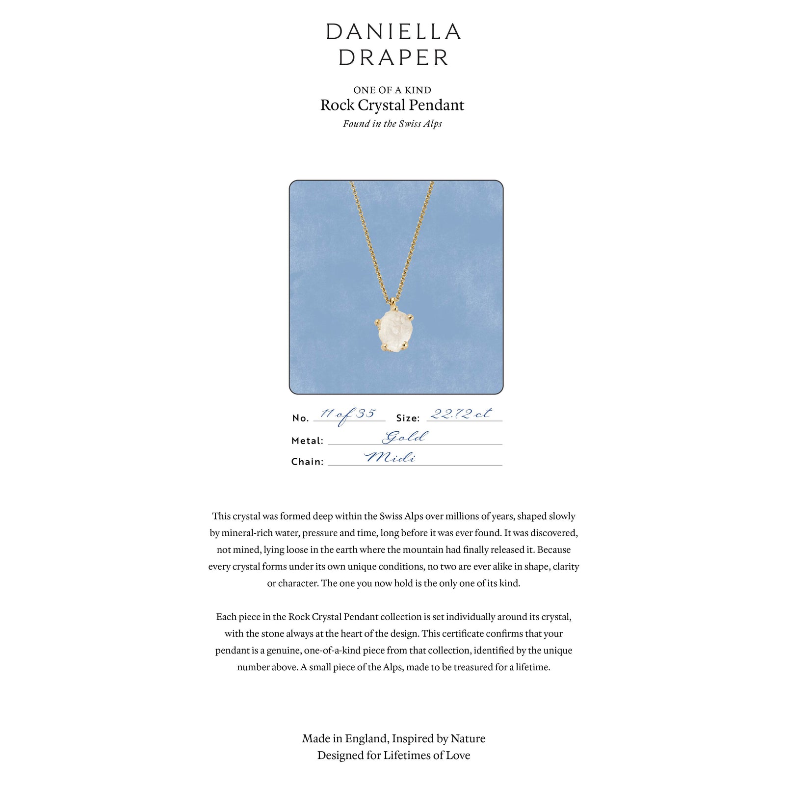 No.11 Gold Rock Crystal Pendant Necklace