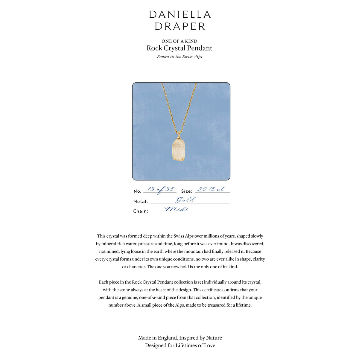 No.13 Gold Rock Crystal Pendant Necklace