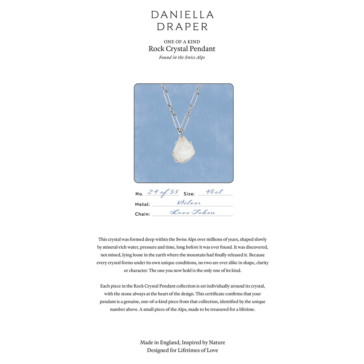 No.24 Silver Rock Crystal Pendant Necklace