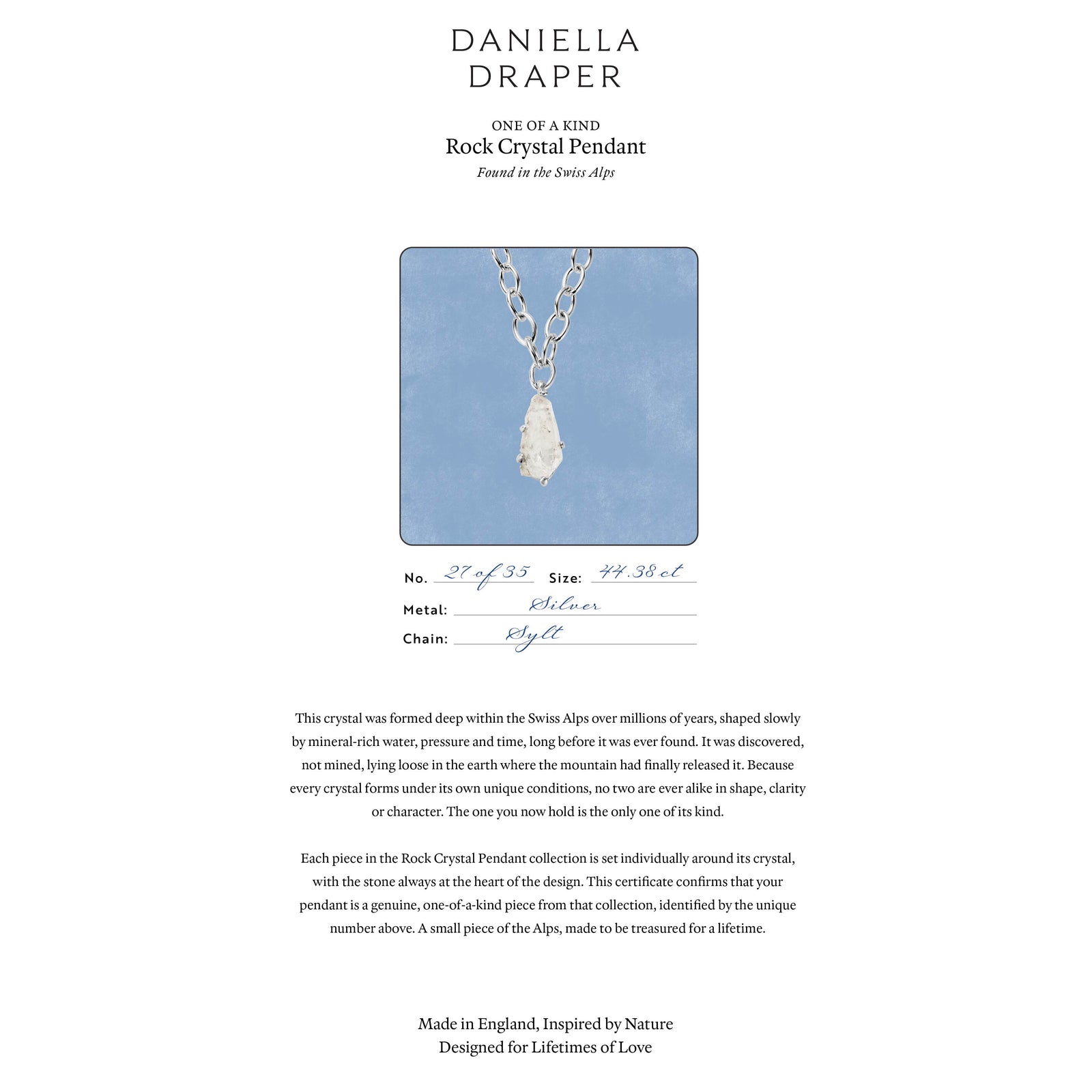 No.27 Silver Rock Crystal Pendant Sylt Chain Necklace