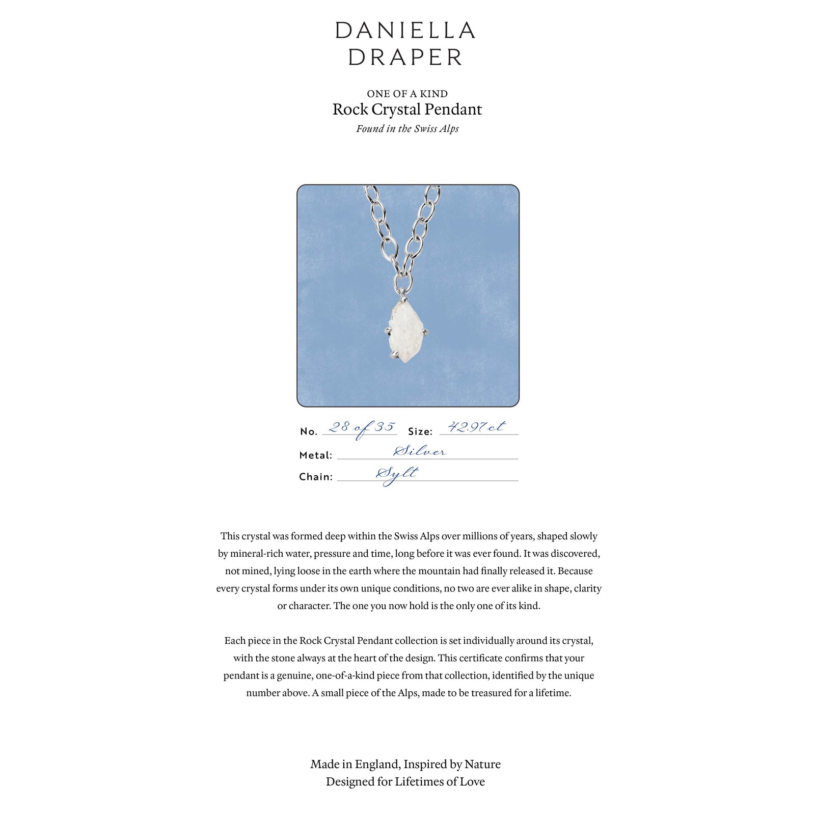 No.28 Silver Rock Crystal Pendant Sylt Chain Necklace