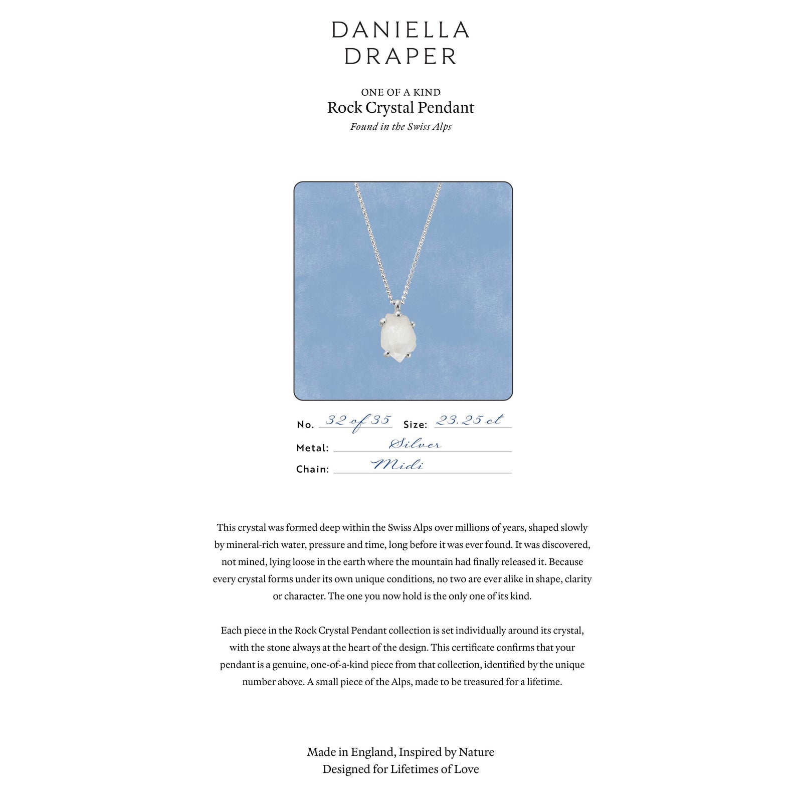 No.32 Silver Rock Crystal Pendant Necklace