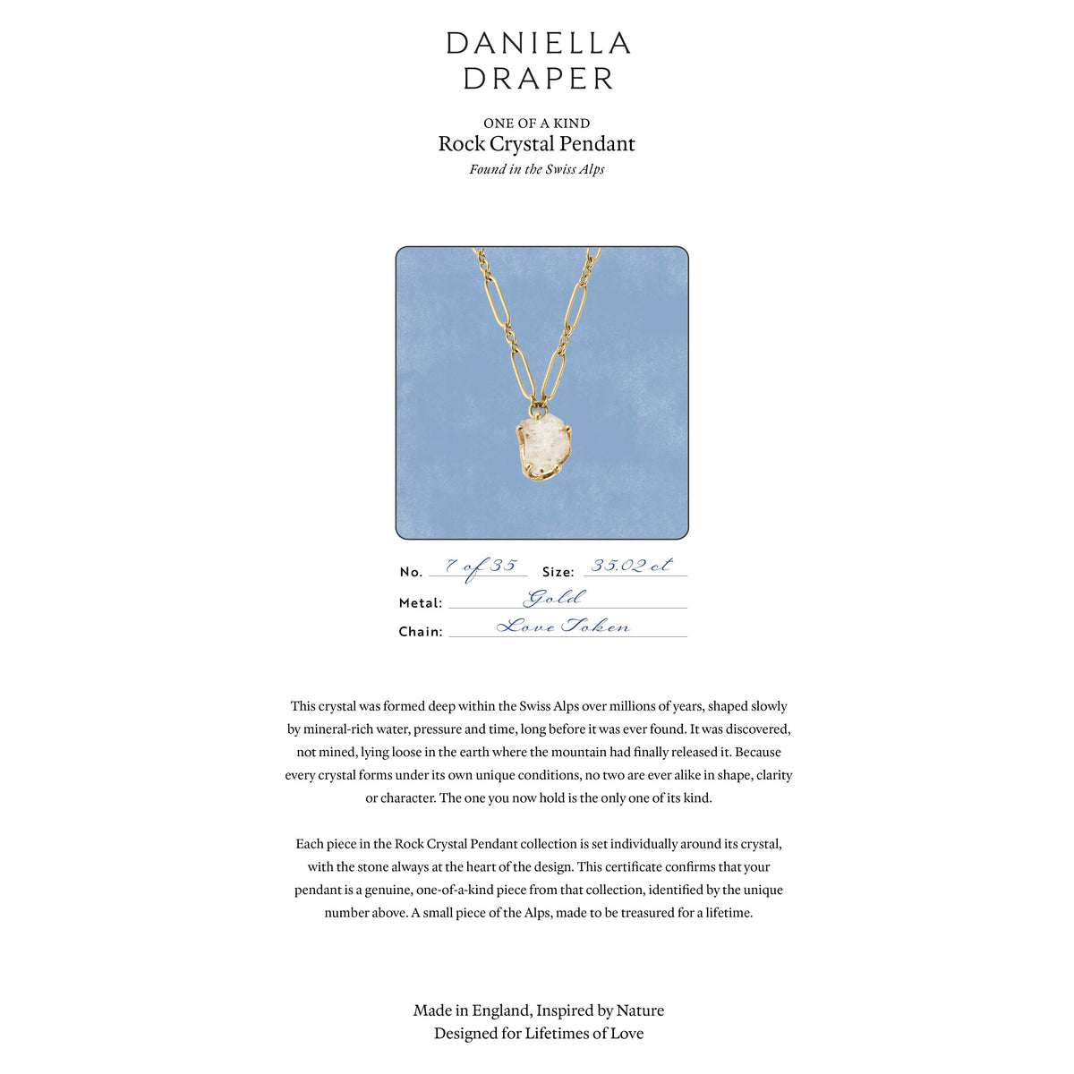 No.7 Gold Rock Crystal Pendant Necklace