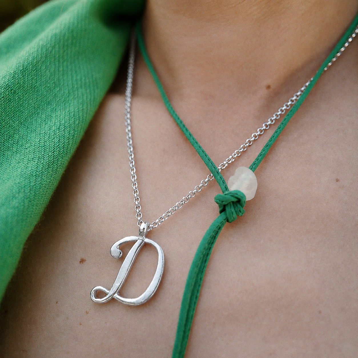 Silver Large Letter Necklace