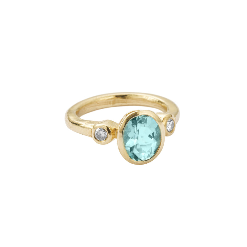 DAMLA Gold Aquamarine &  Diamond Ring