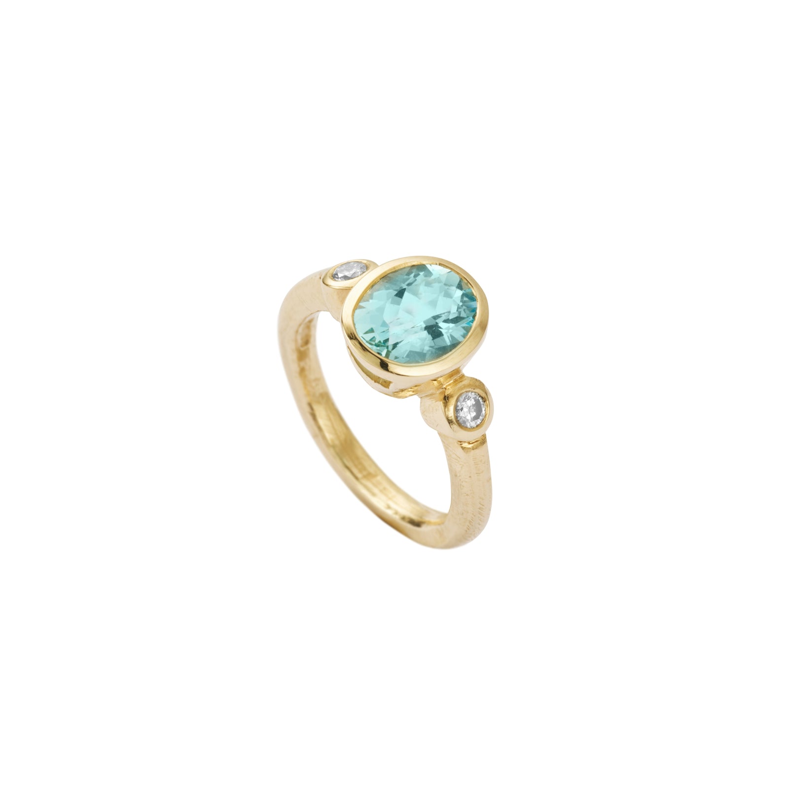DAMLA Gold Aquamarine &  Diamond Ring