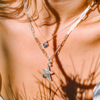 Silver Midi Star Trace Chain Necklace with Diamond
