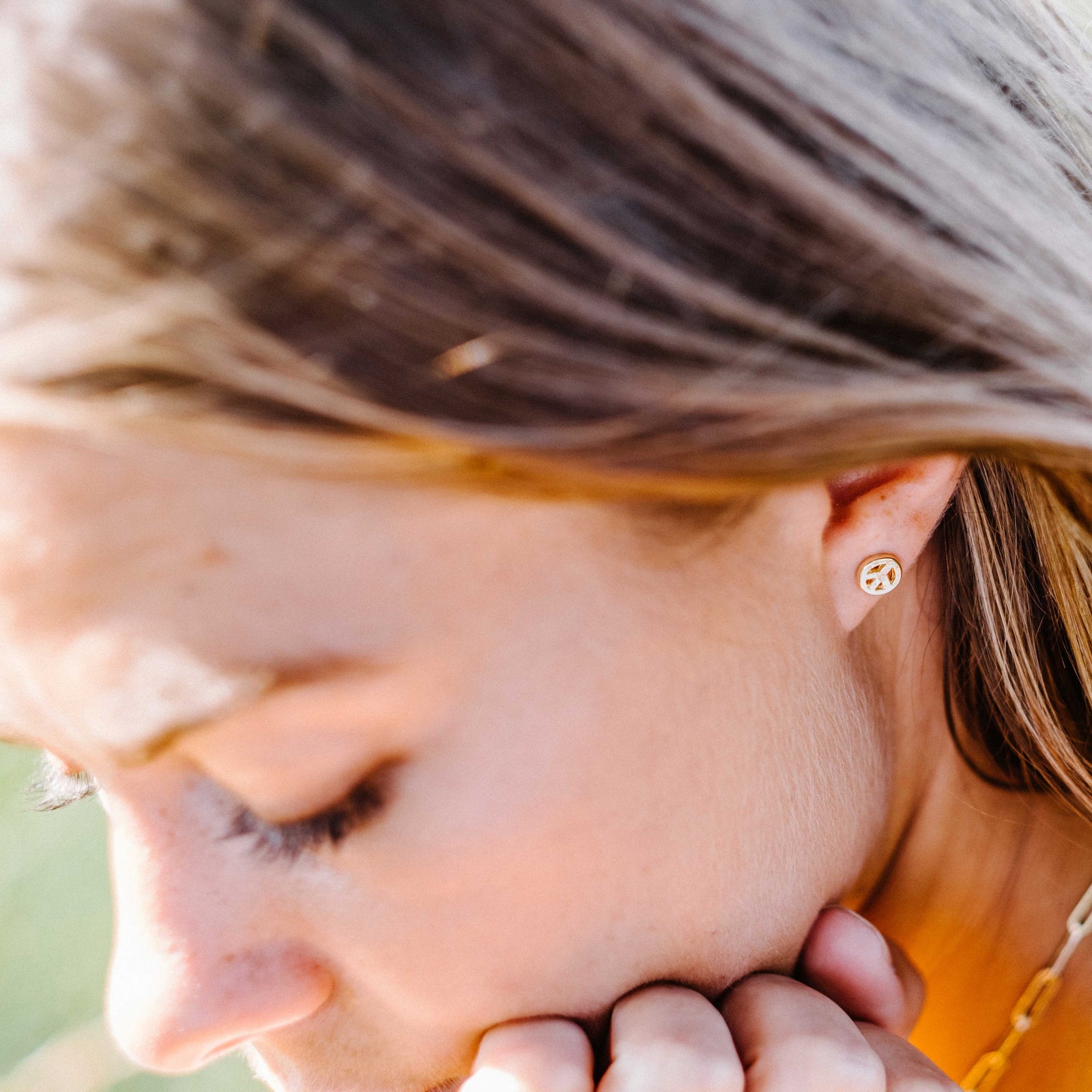 Gold Little Peace Single Ear Charm