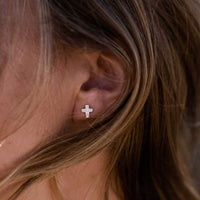 Silver Little Cross Single Ear Charm