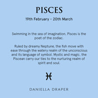 Silver Mini Pisces Horoscope & Aquamarine Birthstone Necklace