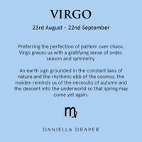 Silver Mini Virgo Horoscope & Blue Sapphire Birthstone Necklace