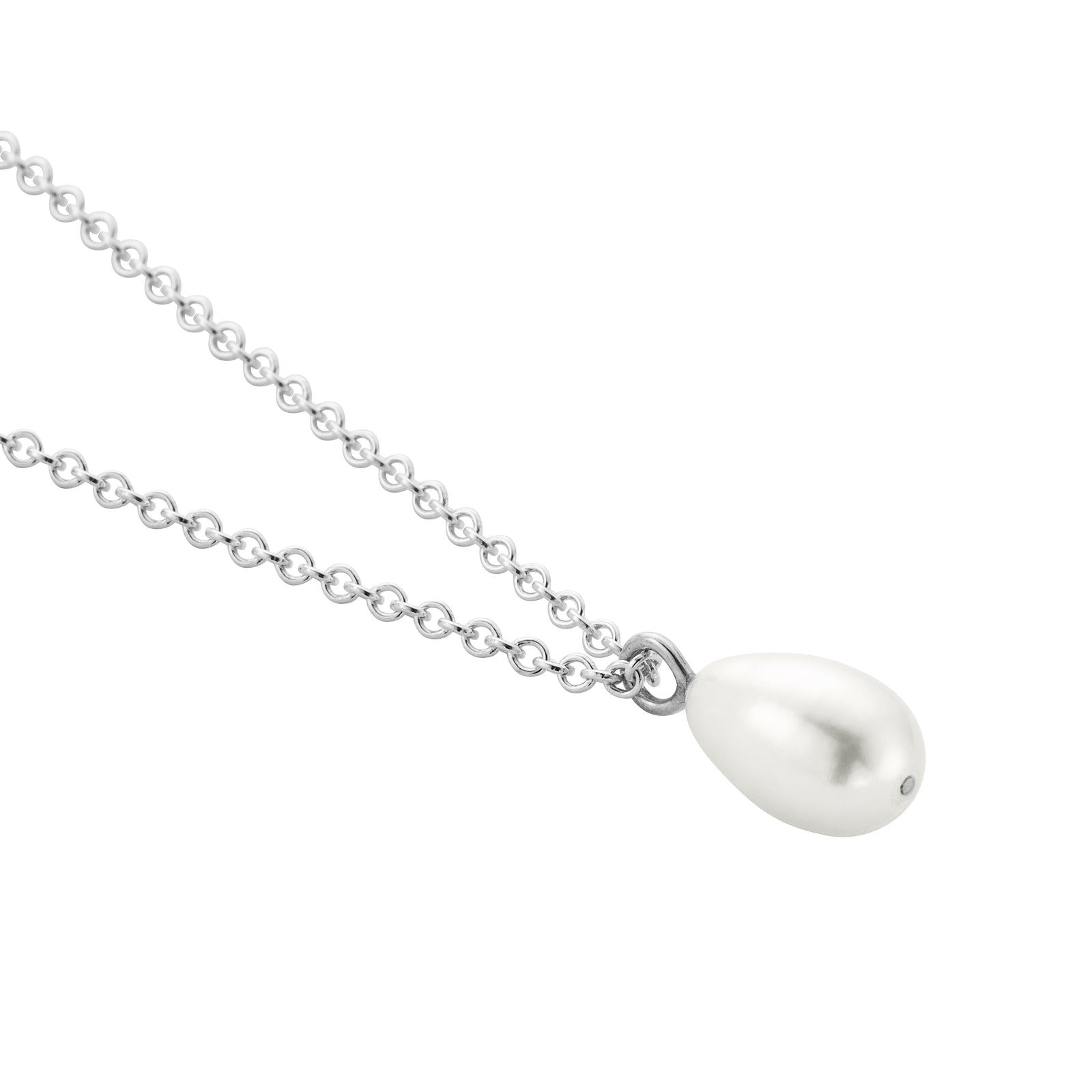 Silver Teardrop Pearl Necklace