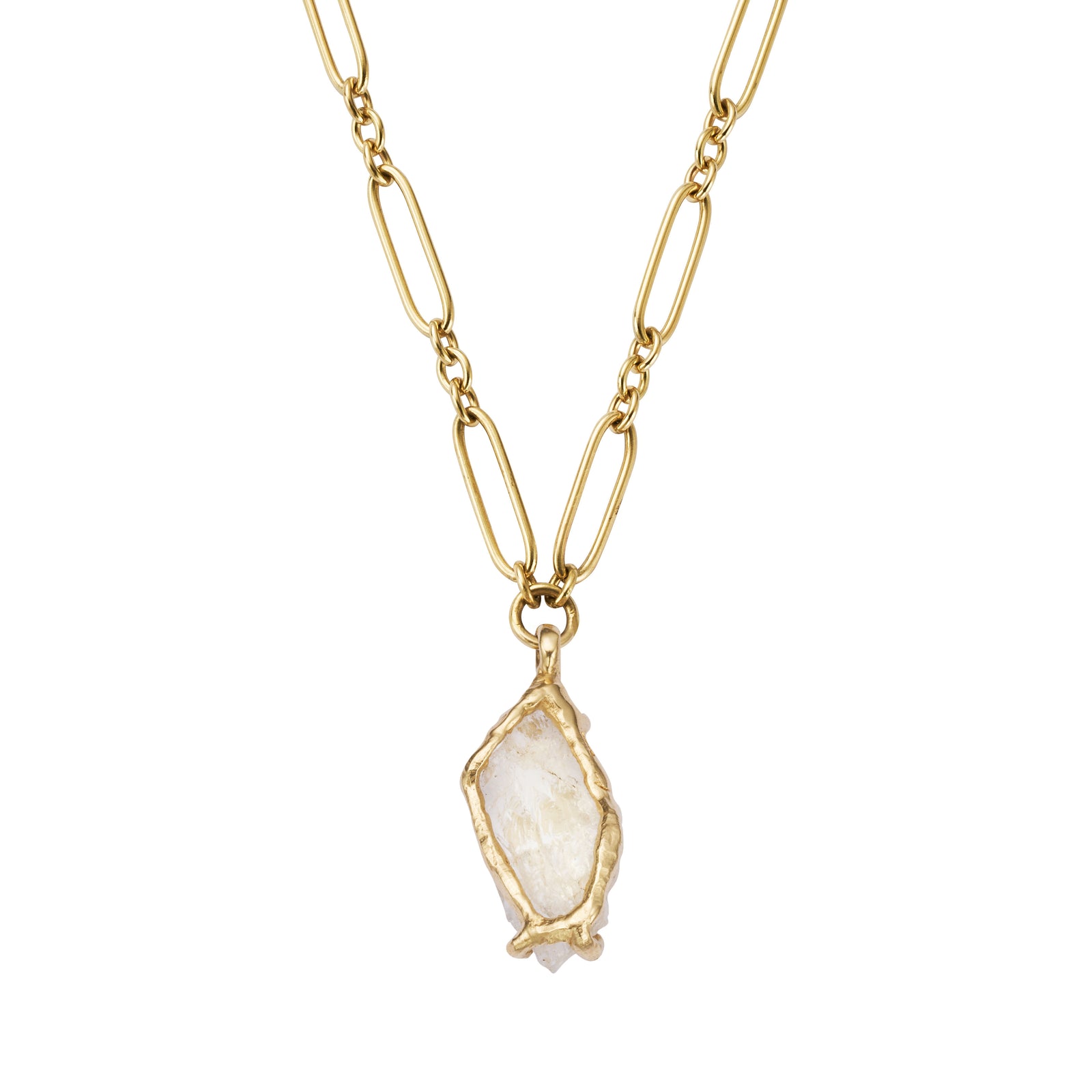 No.8 Gold Rock Crystal Pendant Necklace