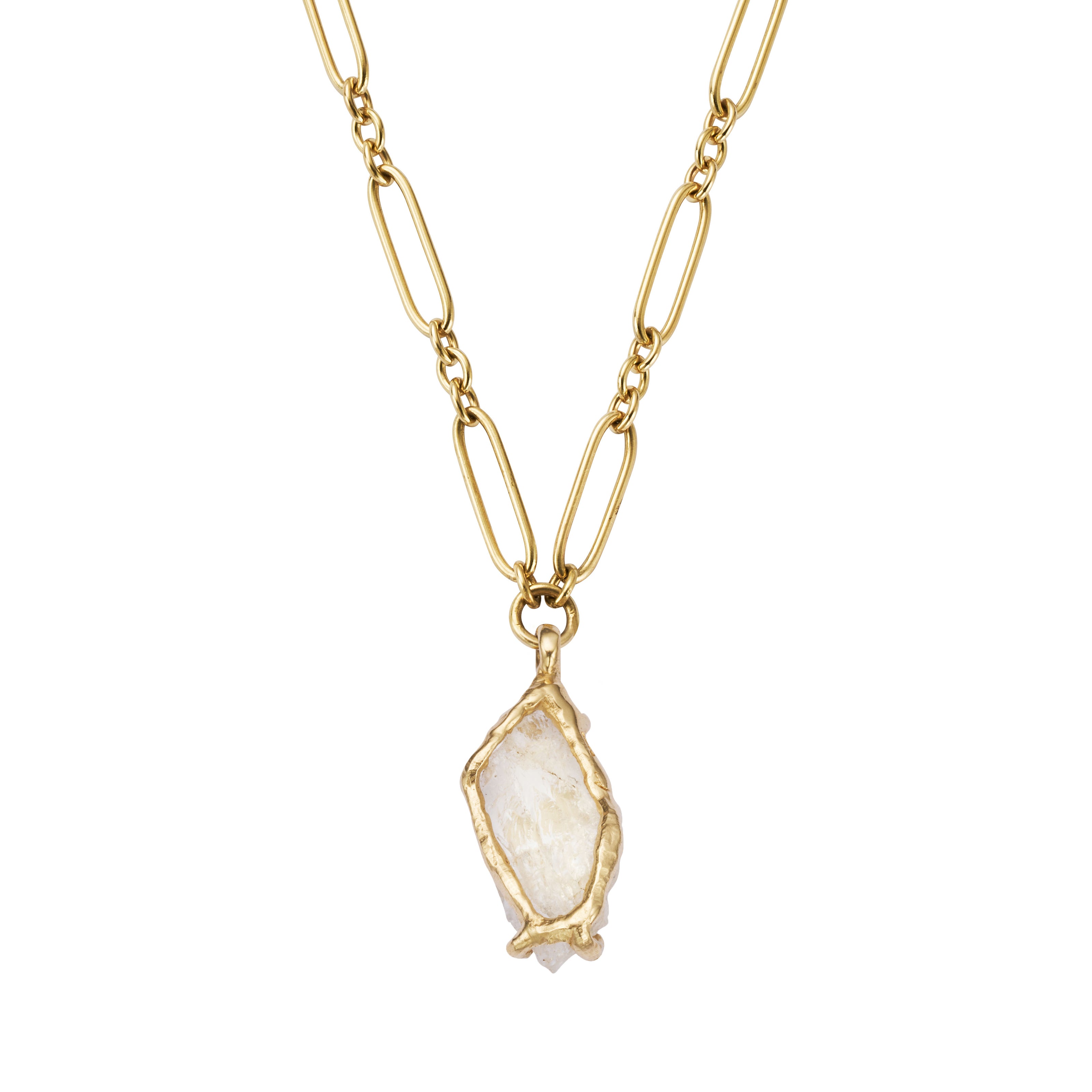 No.8 Gold Rock Crystal Pendant Necklace