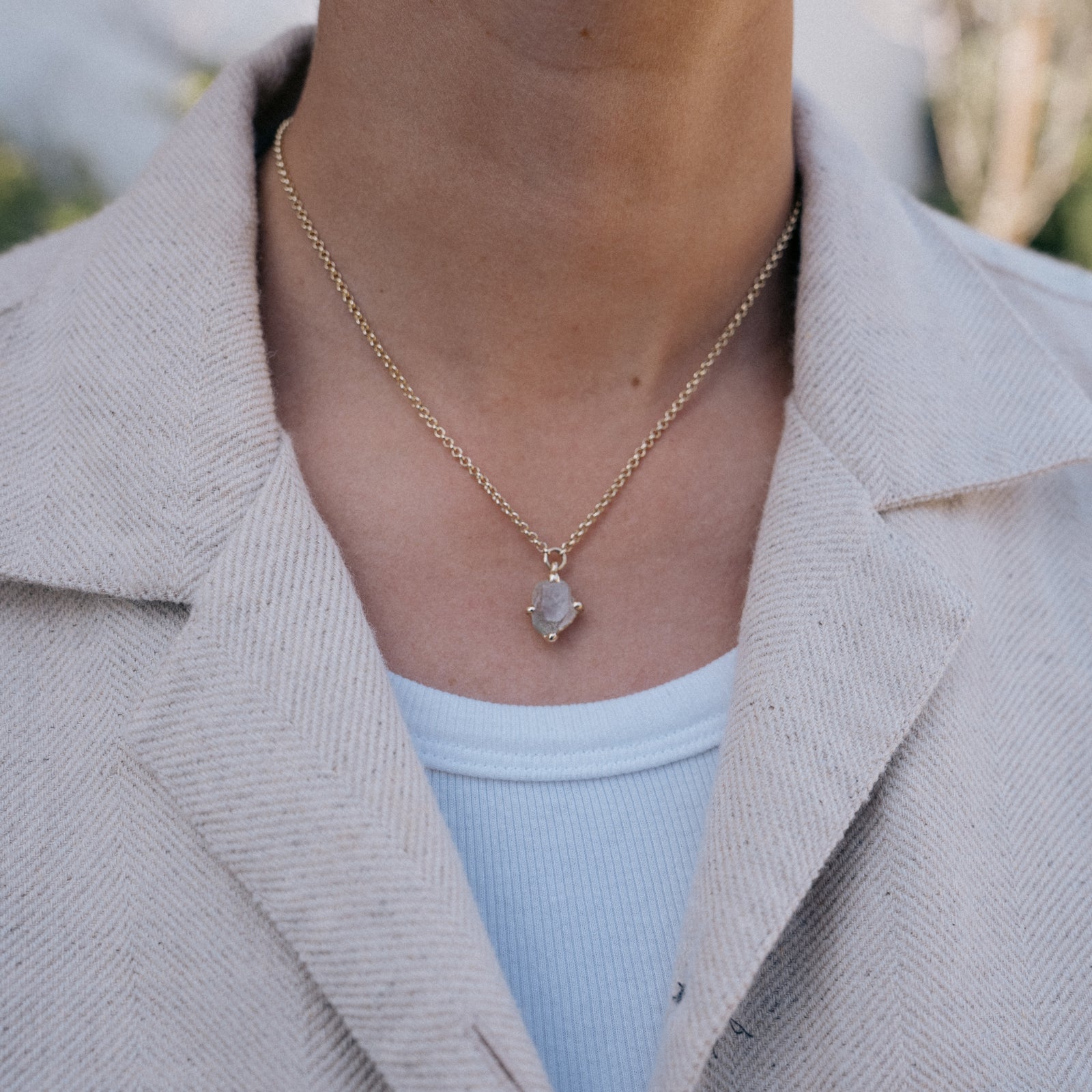 No.15 Gold Rock Crystal Pendant Necklace