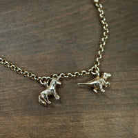 Gold Dinosaur and Unicorn Belcher Necklace