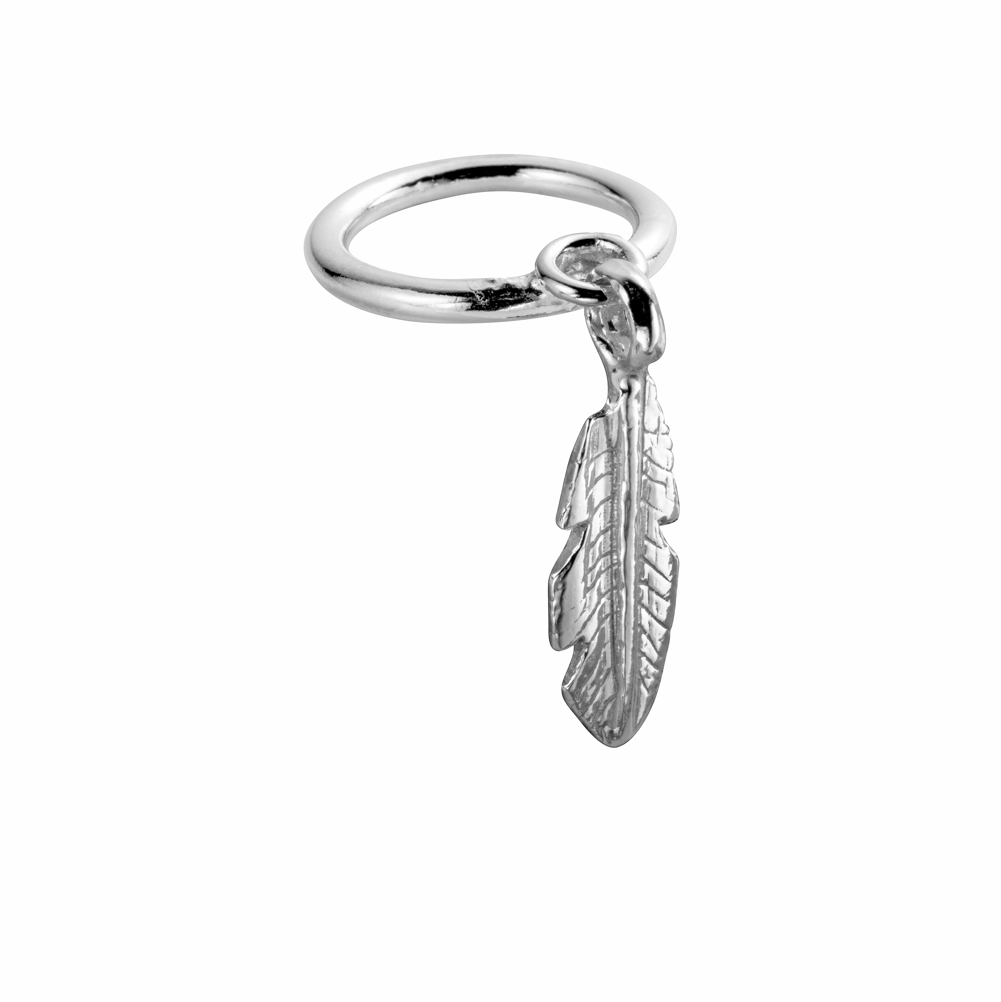 Silver Medium Feather Falling Ring