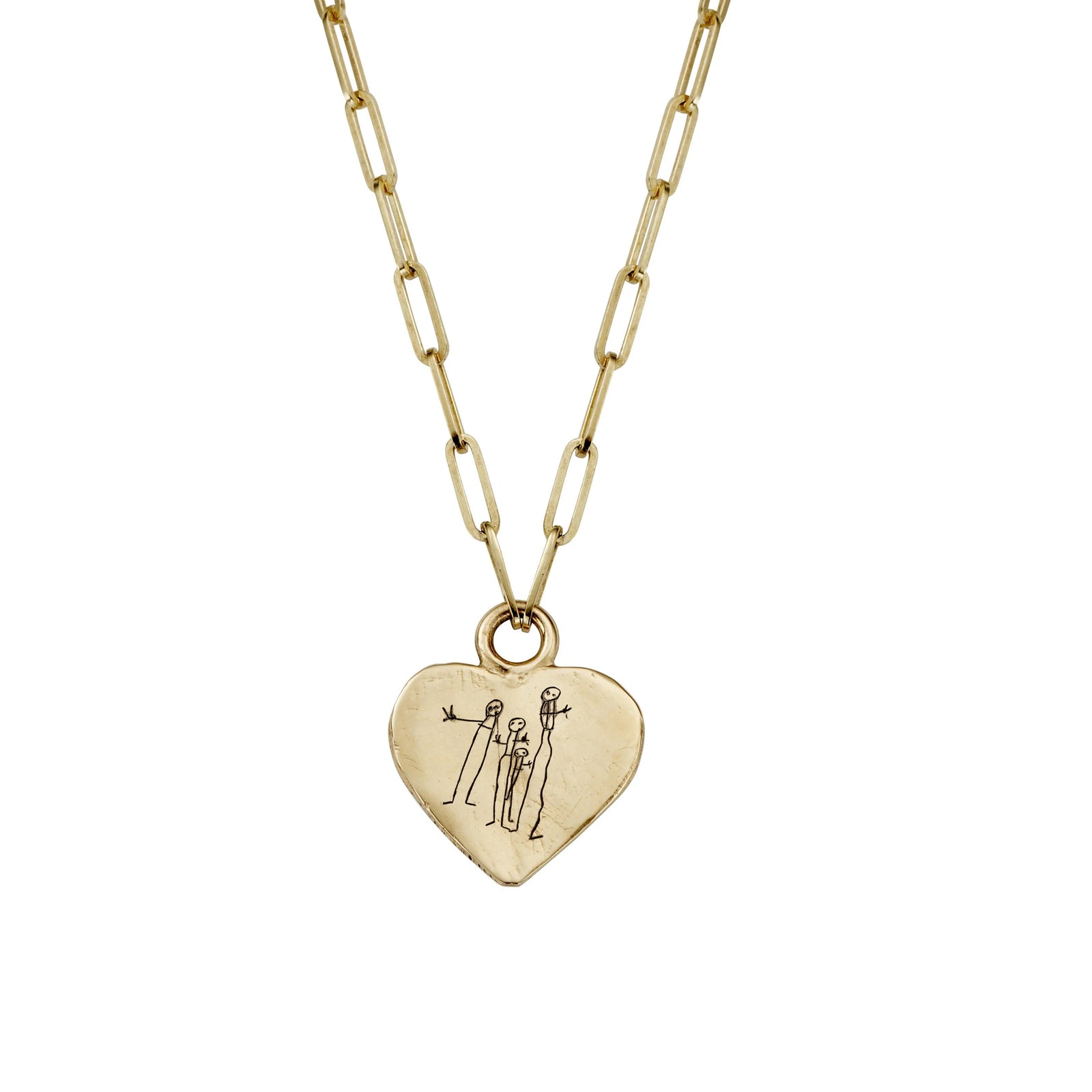 Gold Keeper's Heart Trace Chain Necklace with Handwriting