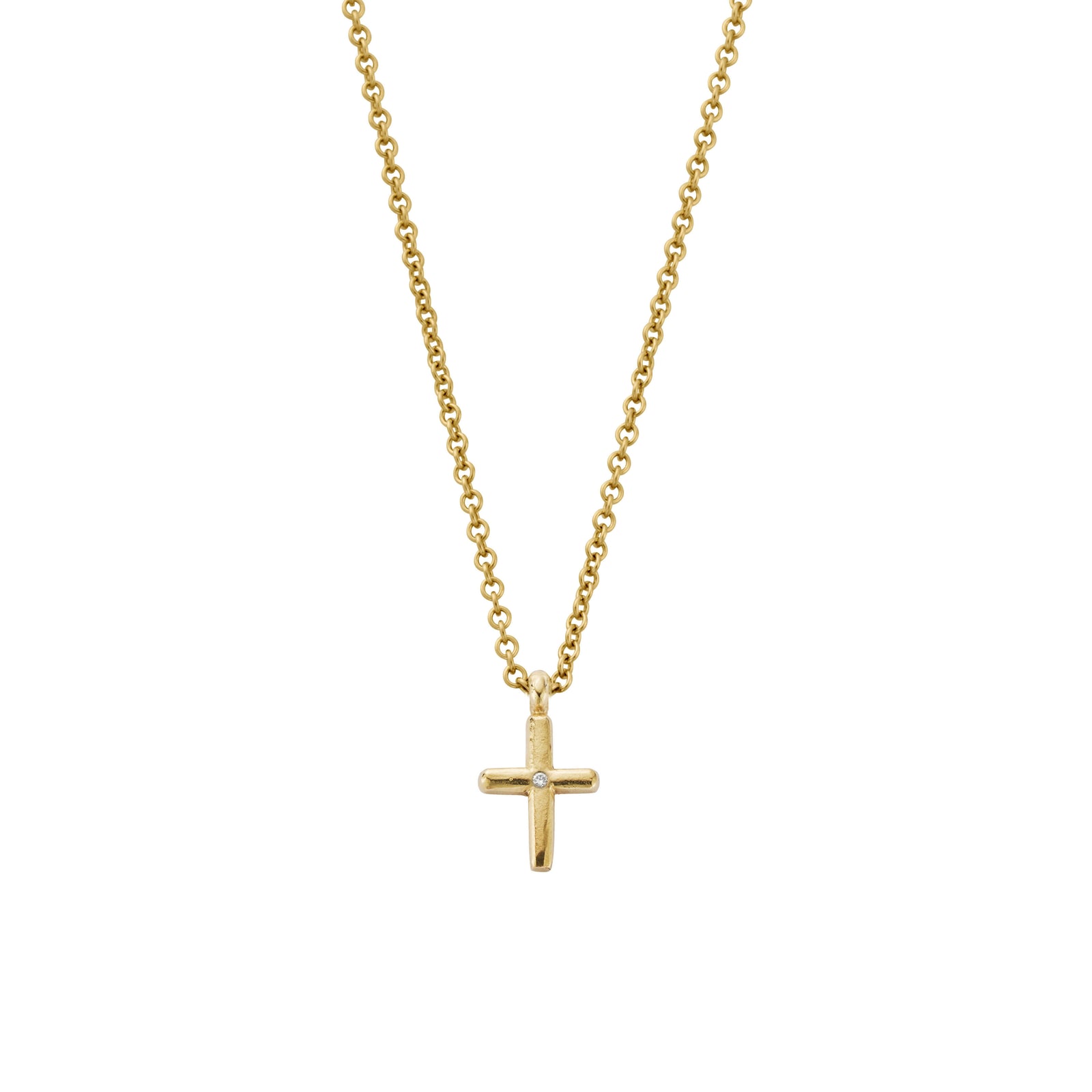Gold Diamond Mini Cross Necklace
