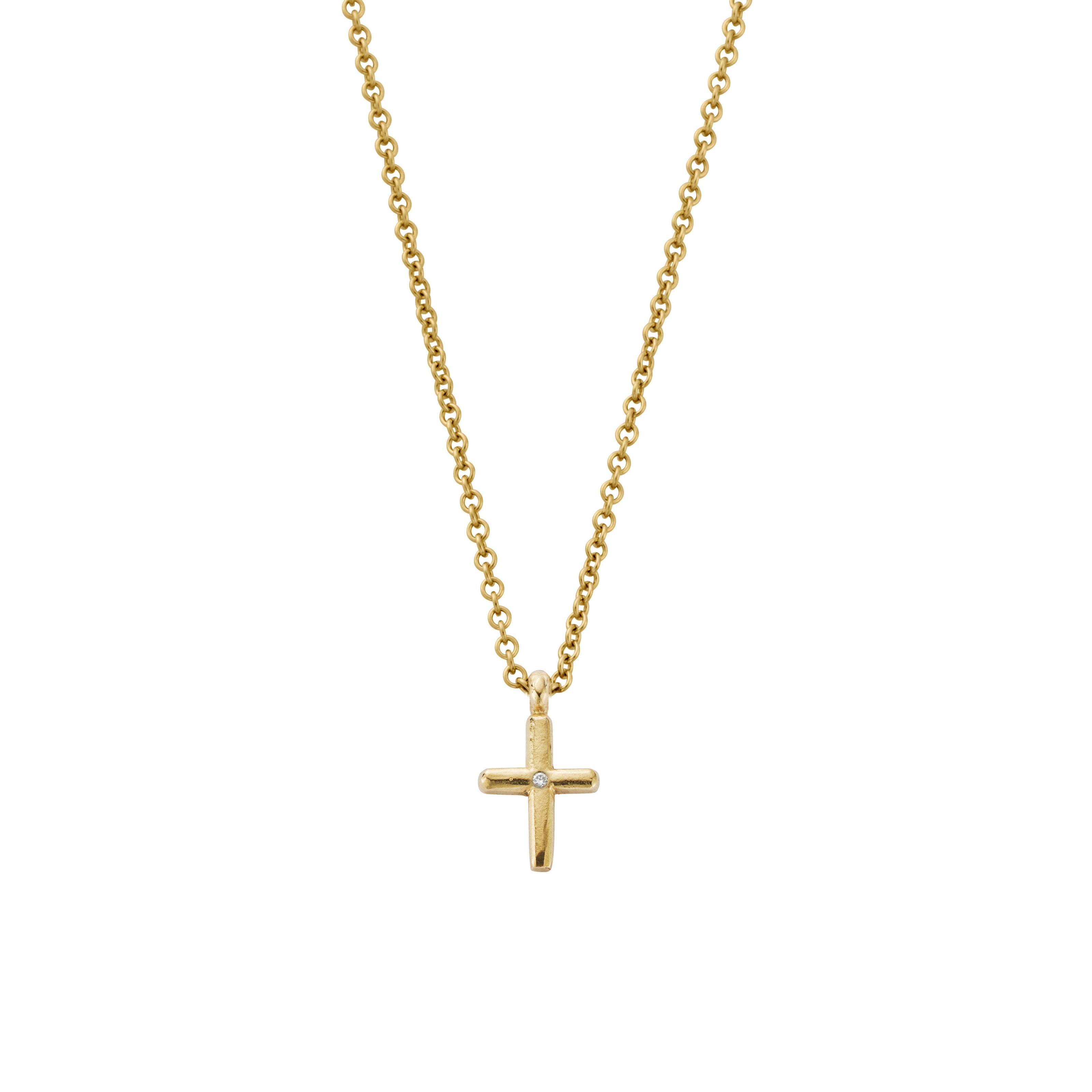 Gold Diamond Mini Cross Necklace