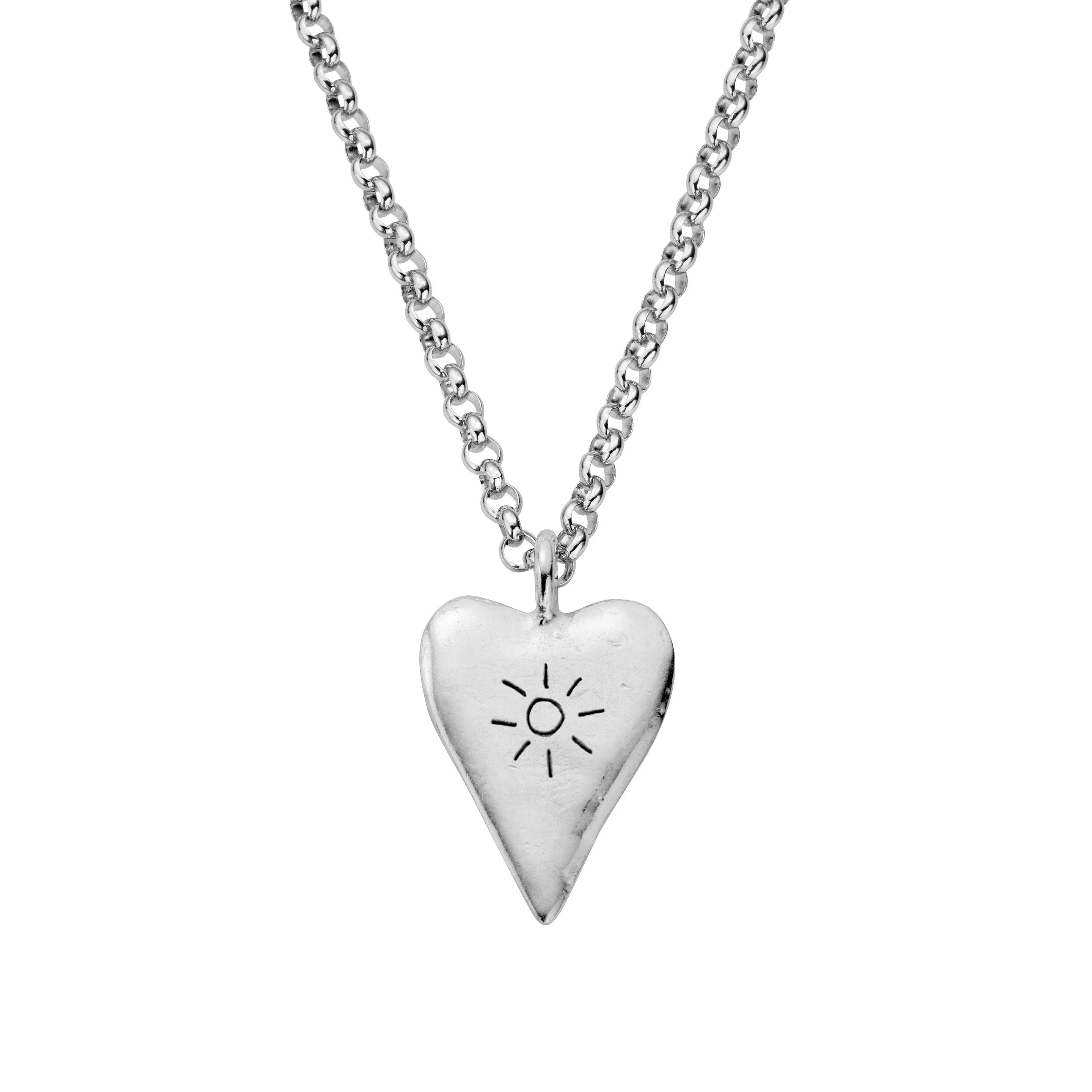 Silver Maxi Heart Necklace with Handwriting