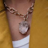 No.4 Gold Rock Crystal Pendant Handmade Chain Necklace