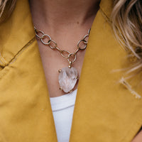 No.4 Gold Rock Crystal Pendant Handmade Chain Necklace