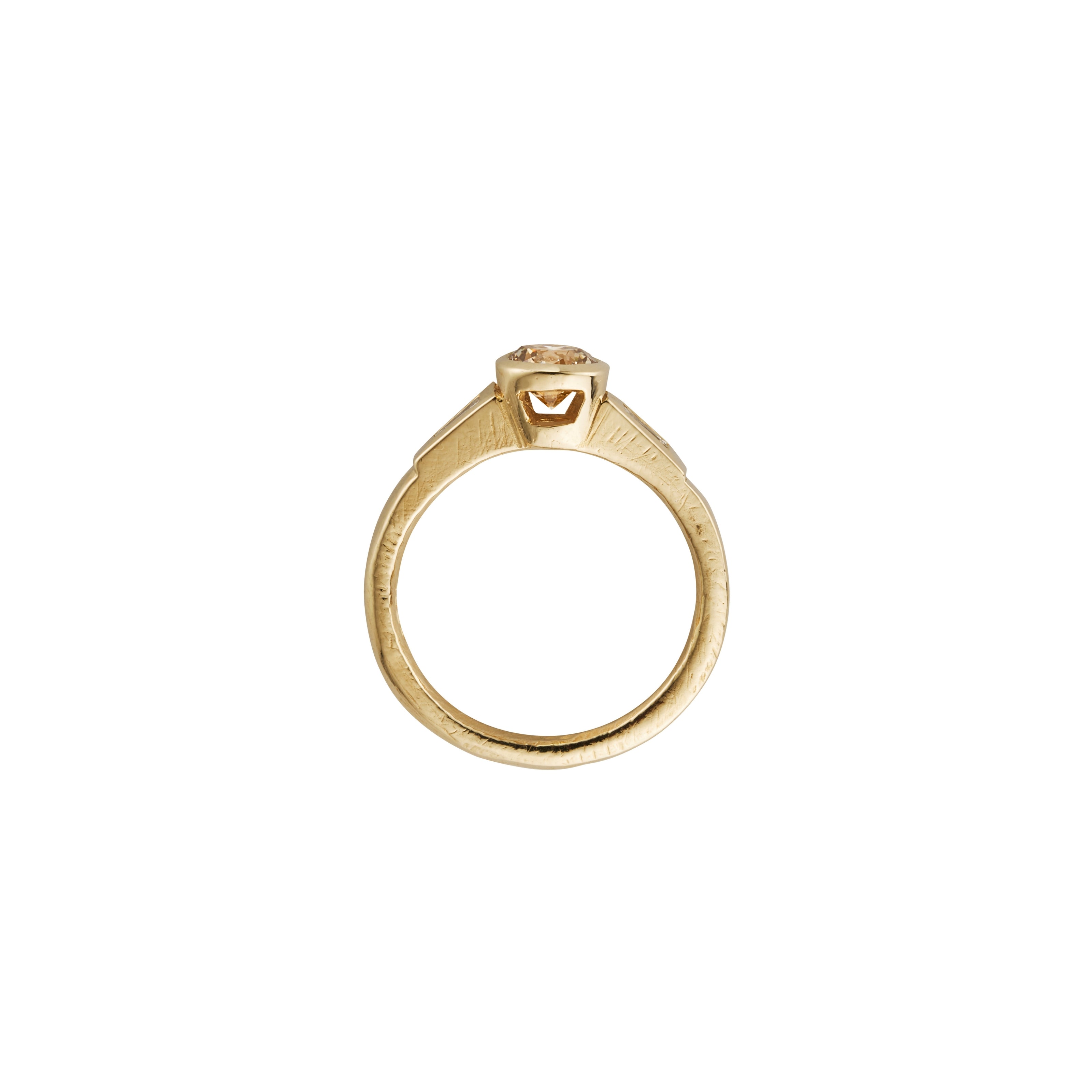 ELARA Gold Champagne Diamond Ring
