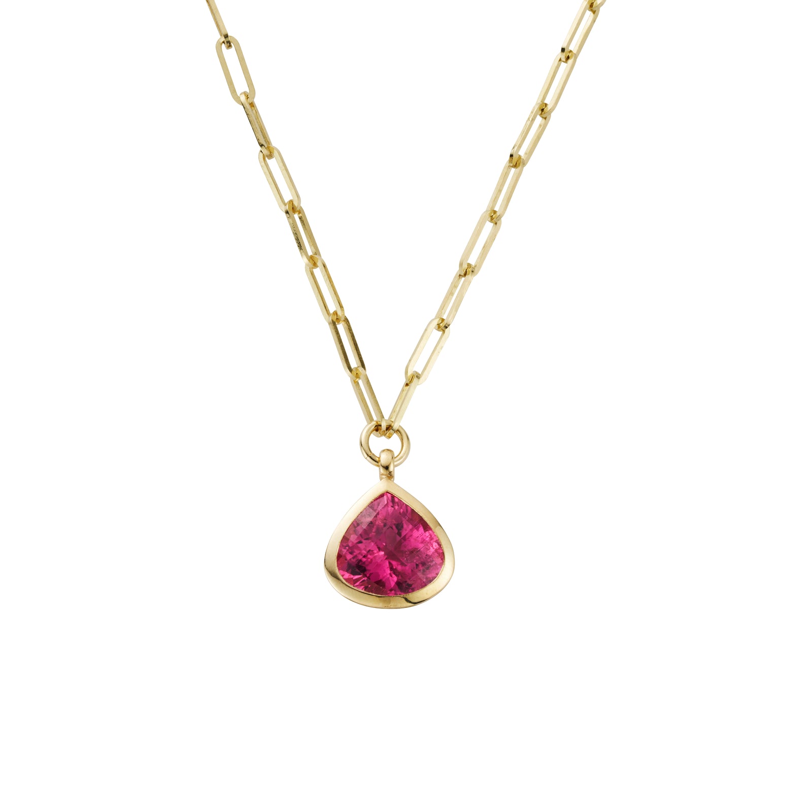 ELODIE Pink Tourmaline Trace Chain Necklace