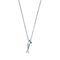 Silver Blue Topaz Fish Necklace