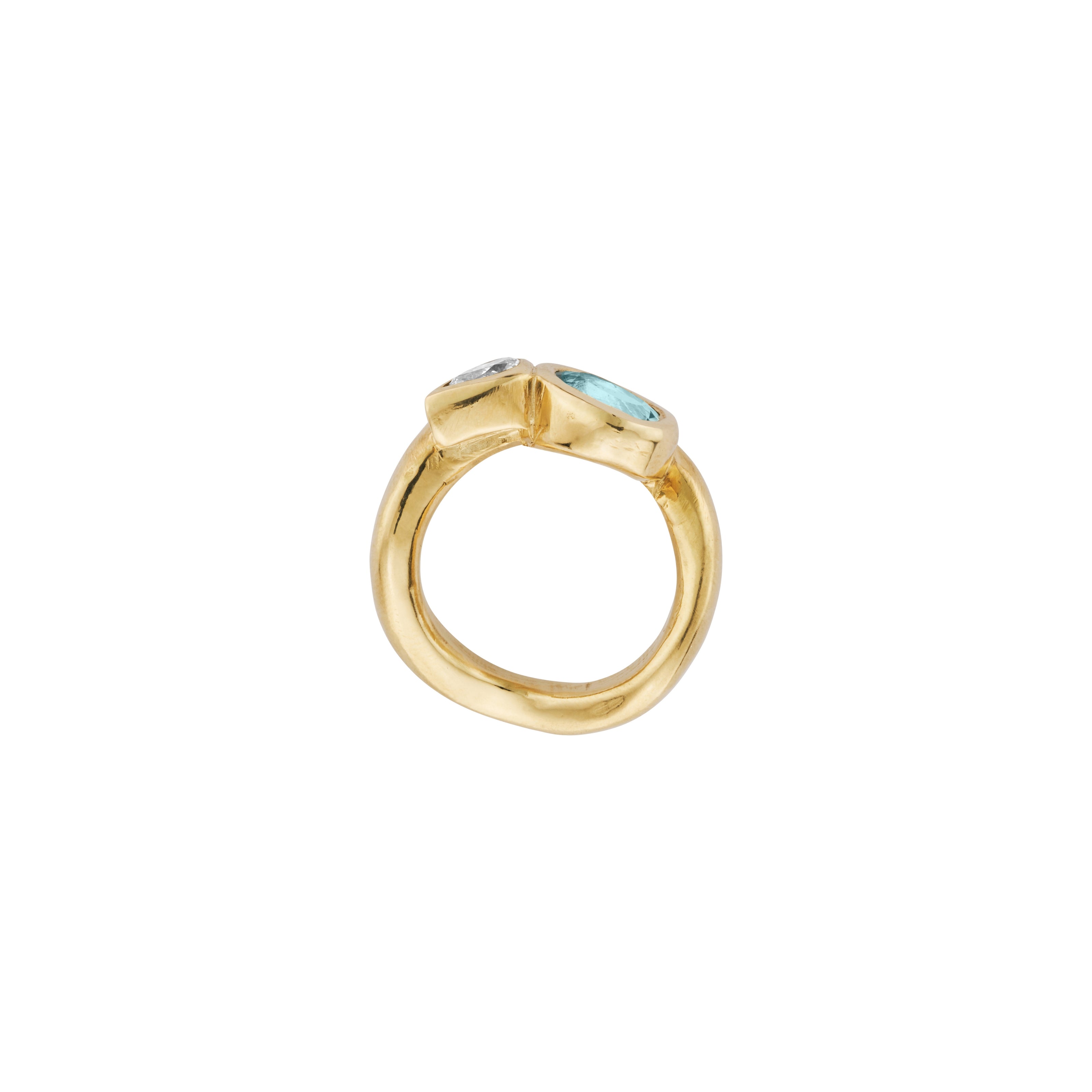 GALI Gold Zimbaqua Aquamarine & Diamond Ring