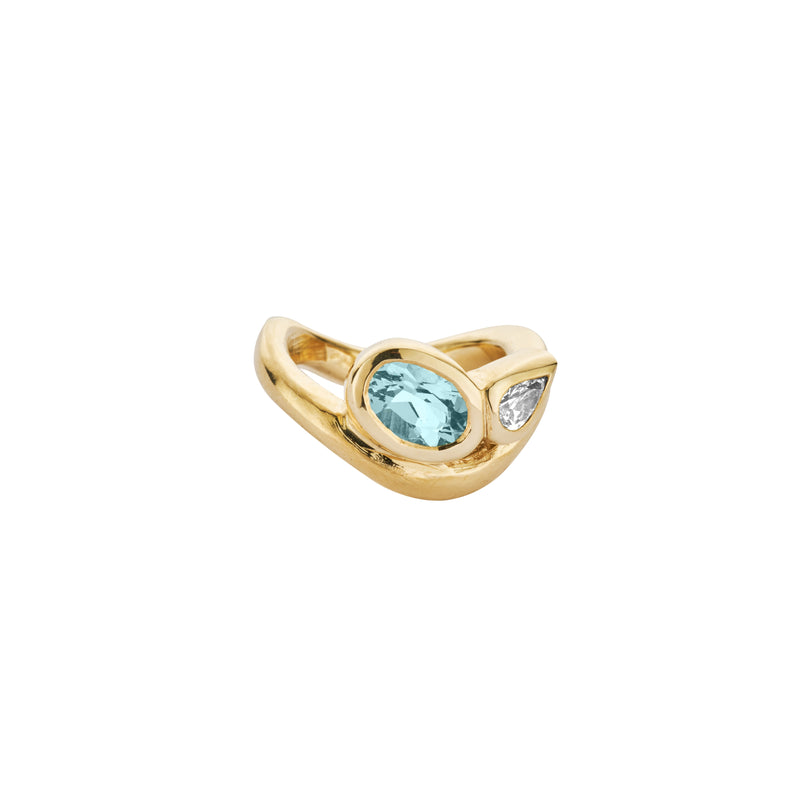 GALI Gold Zimbaqua Aquamarine & Diamond Ring