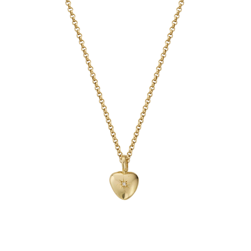 Gold Diamond Grateful Heart Necklace