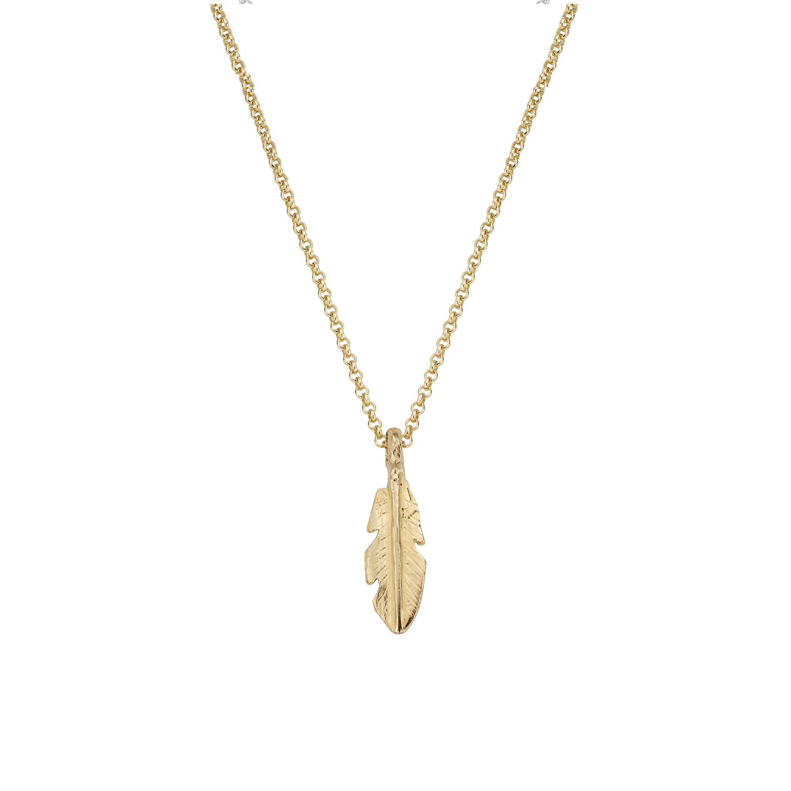 Gold Medium Feather Necklace