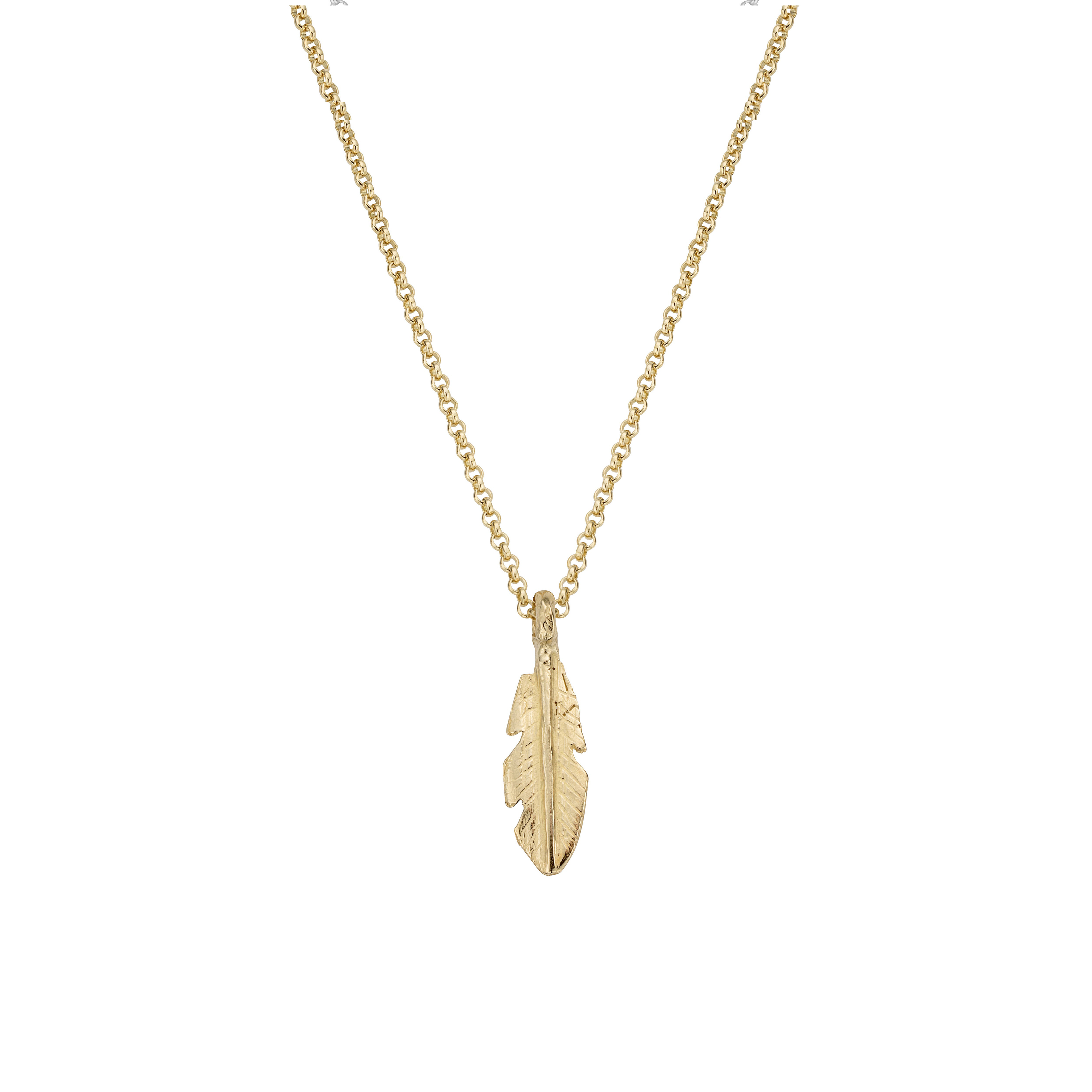 Gold Medium Feather Necklace