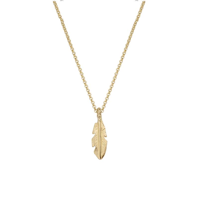 Gold Medium Feather Necklace