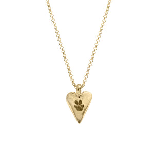 Gold Midi Heart Necklace with Paw Print