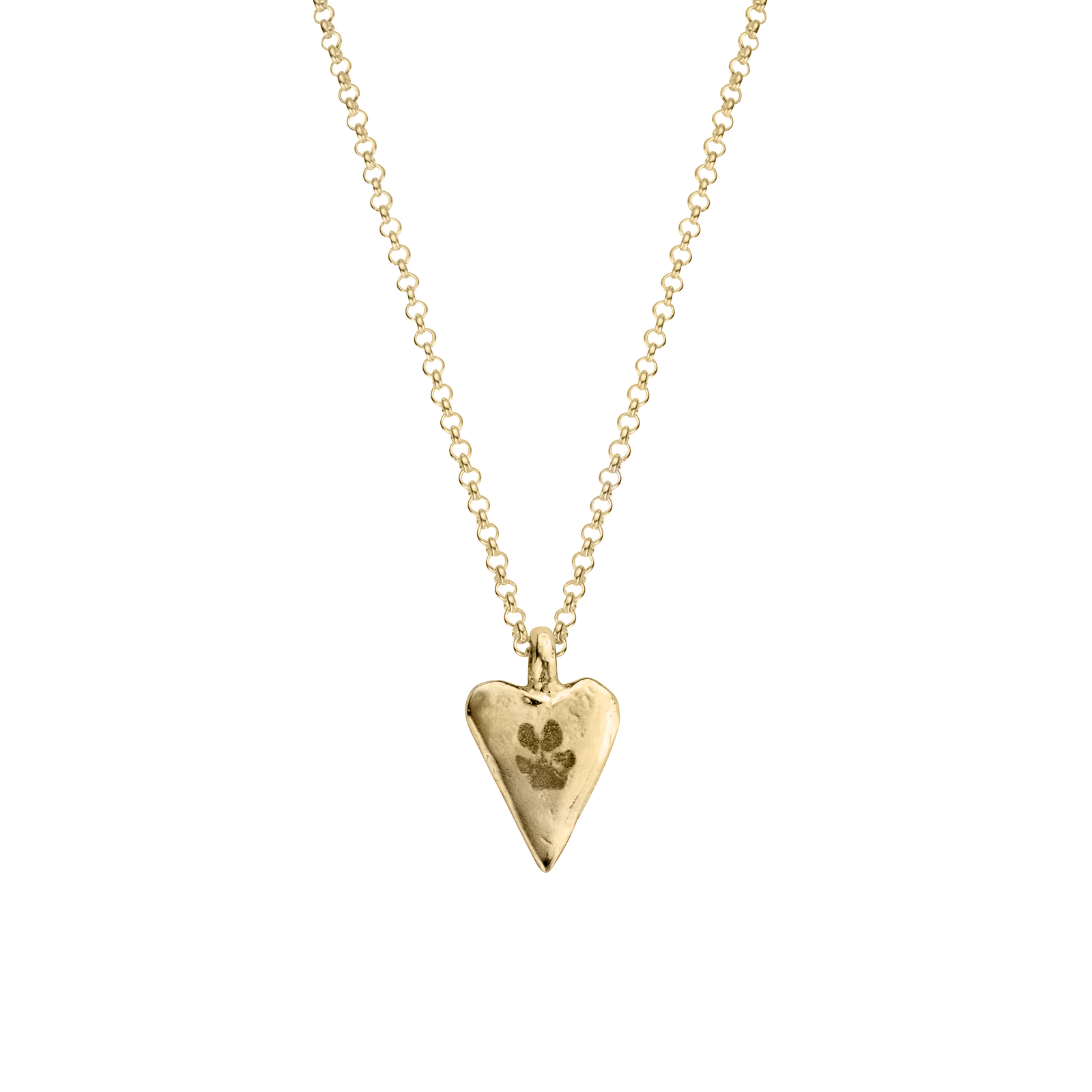 Gold Medium Heart Necklace with Paw Print