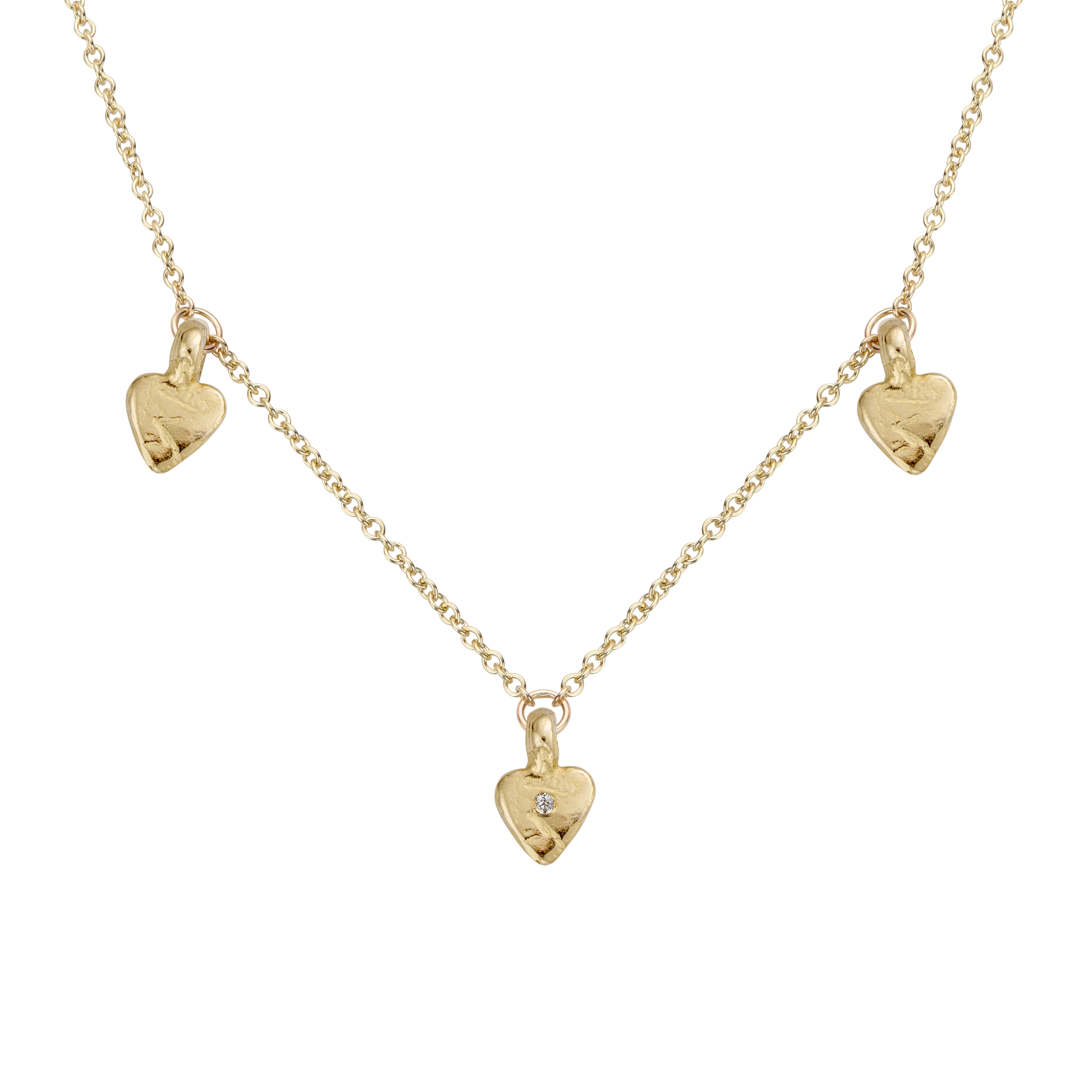 Gold Trio Baby Heart Necklace