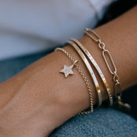 Gold Pavé Diamond Guiding Star Chain Bracelet