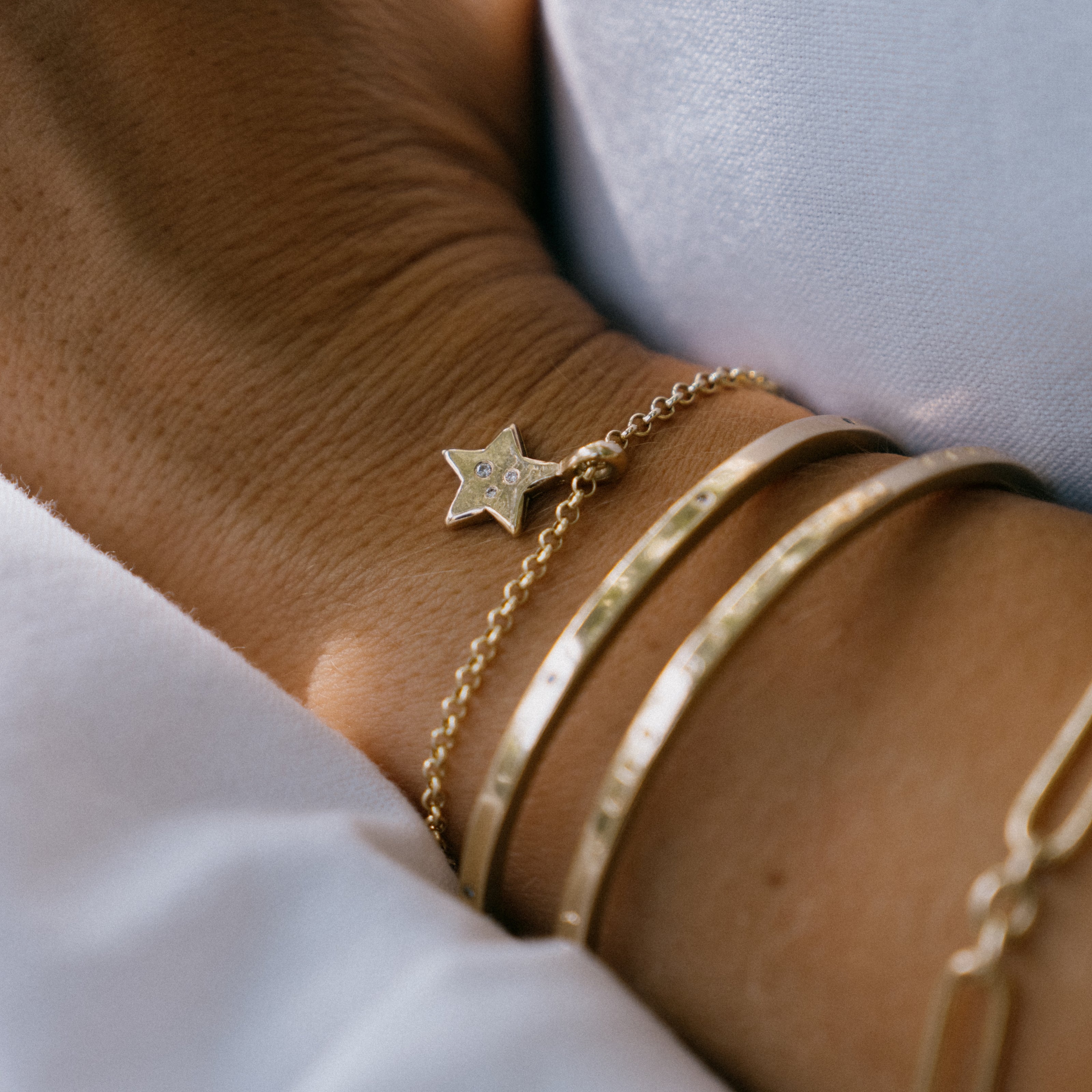 Gold Trio Diamond Guiding Star Chain Bracelet