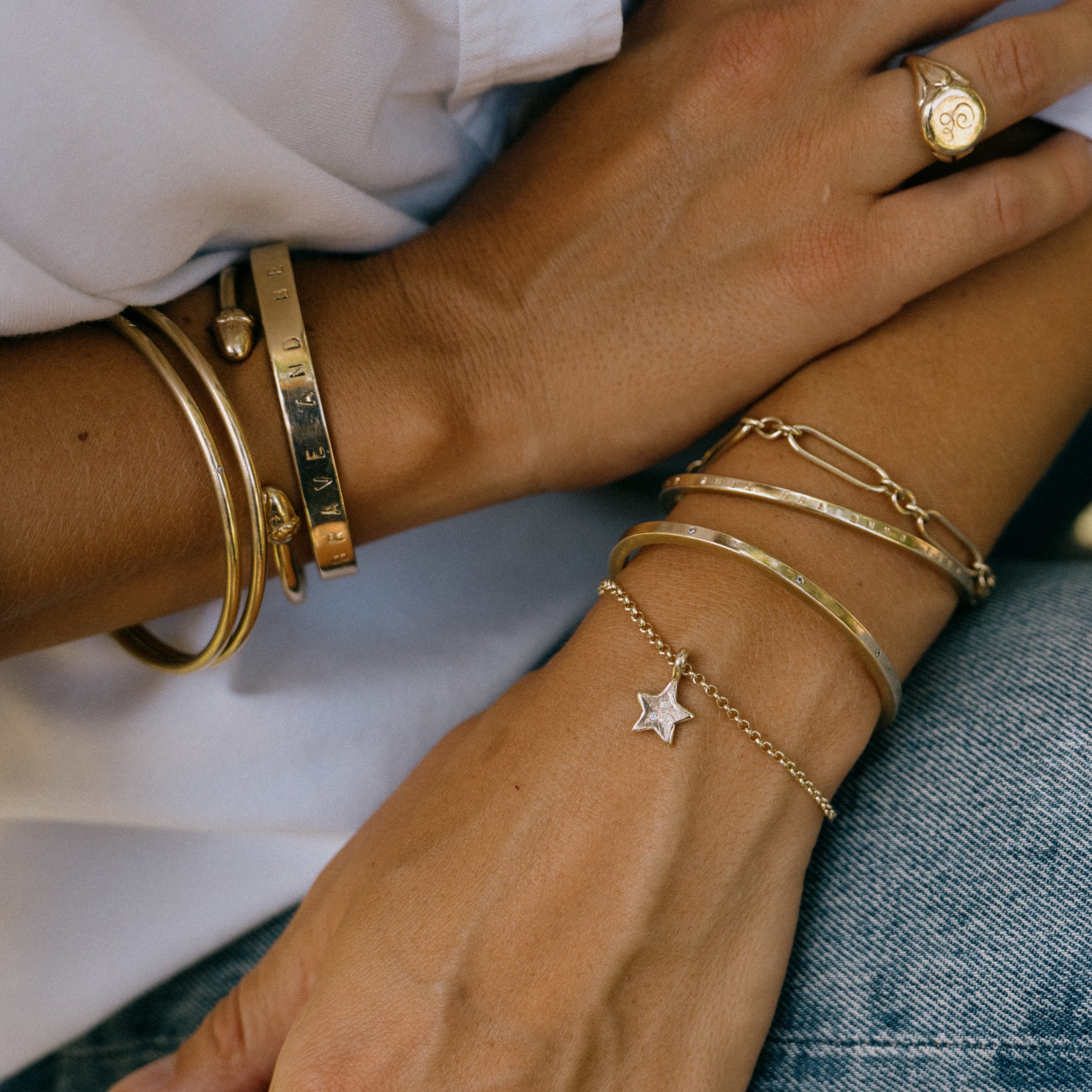 Gold Trio Diamond Guiding Star Chain Bracelet