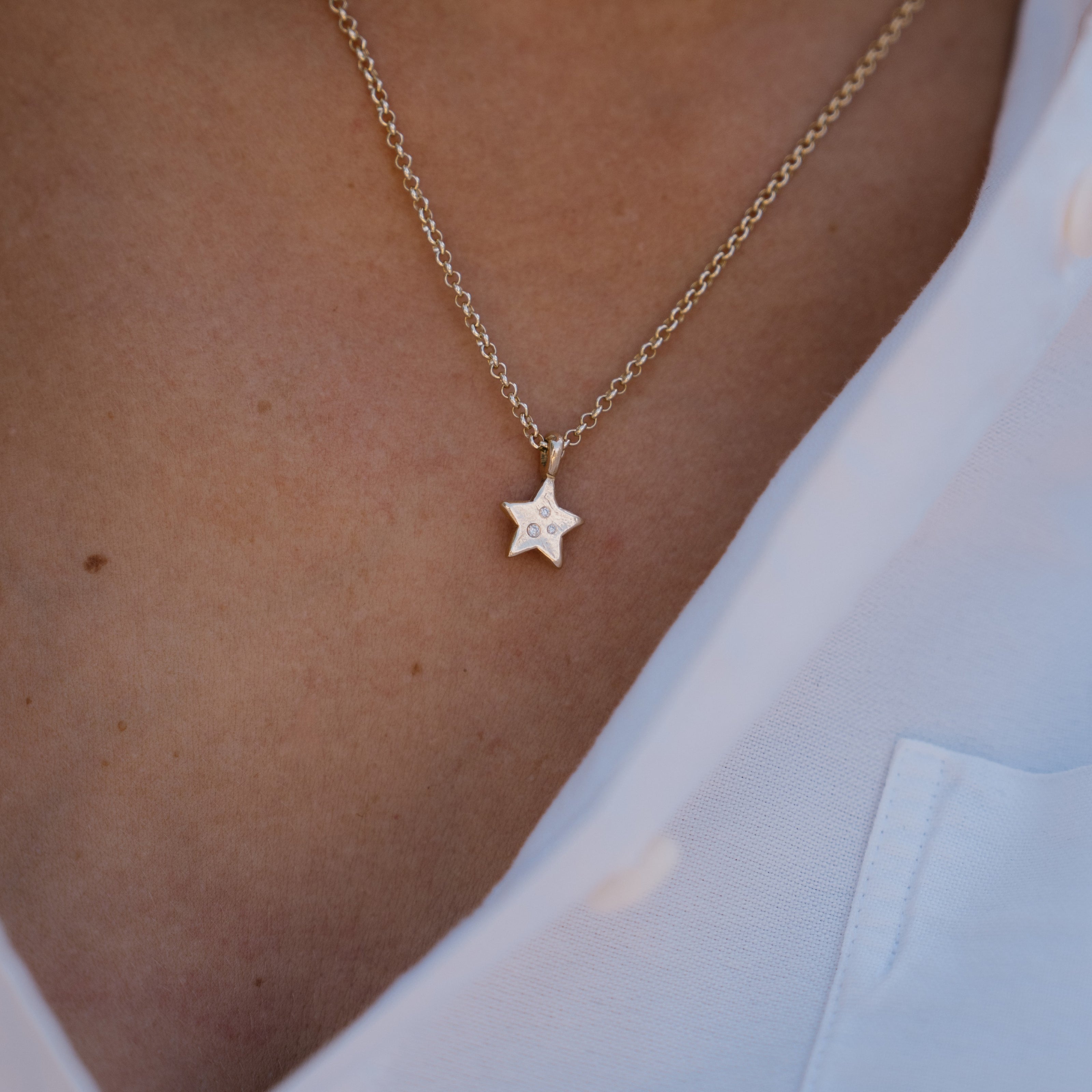 Gold Trio Diamond Guiding Star Necklace